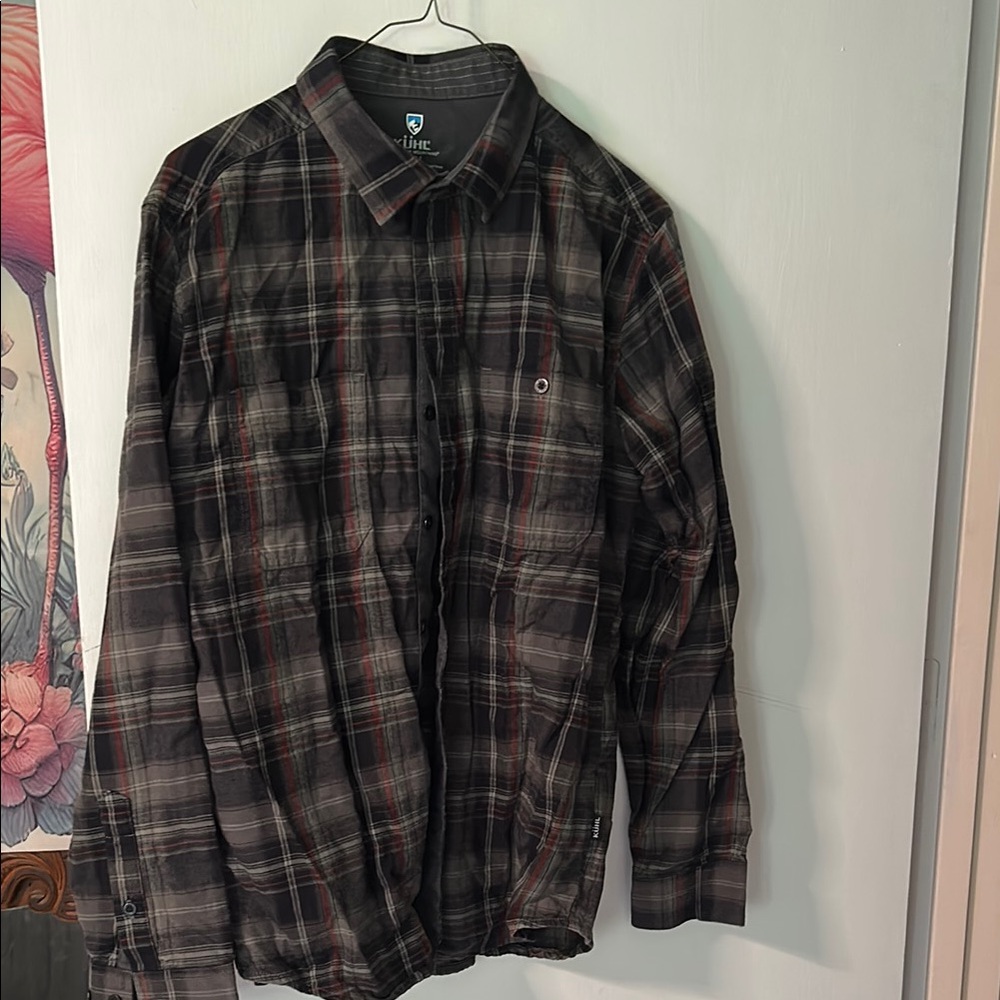 Kuhl Men's Plaid Button Down Shirt - Black and Red